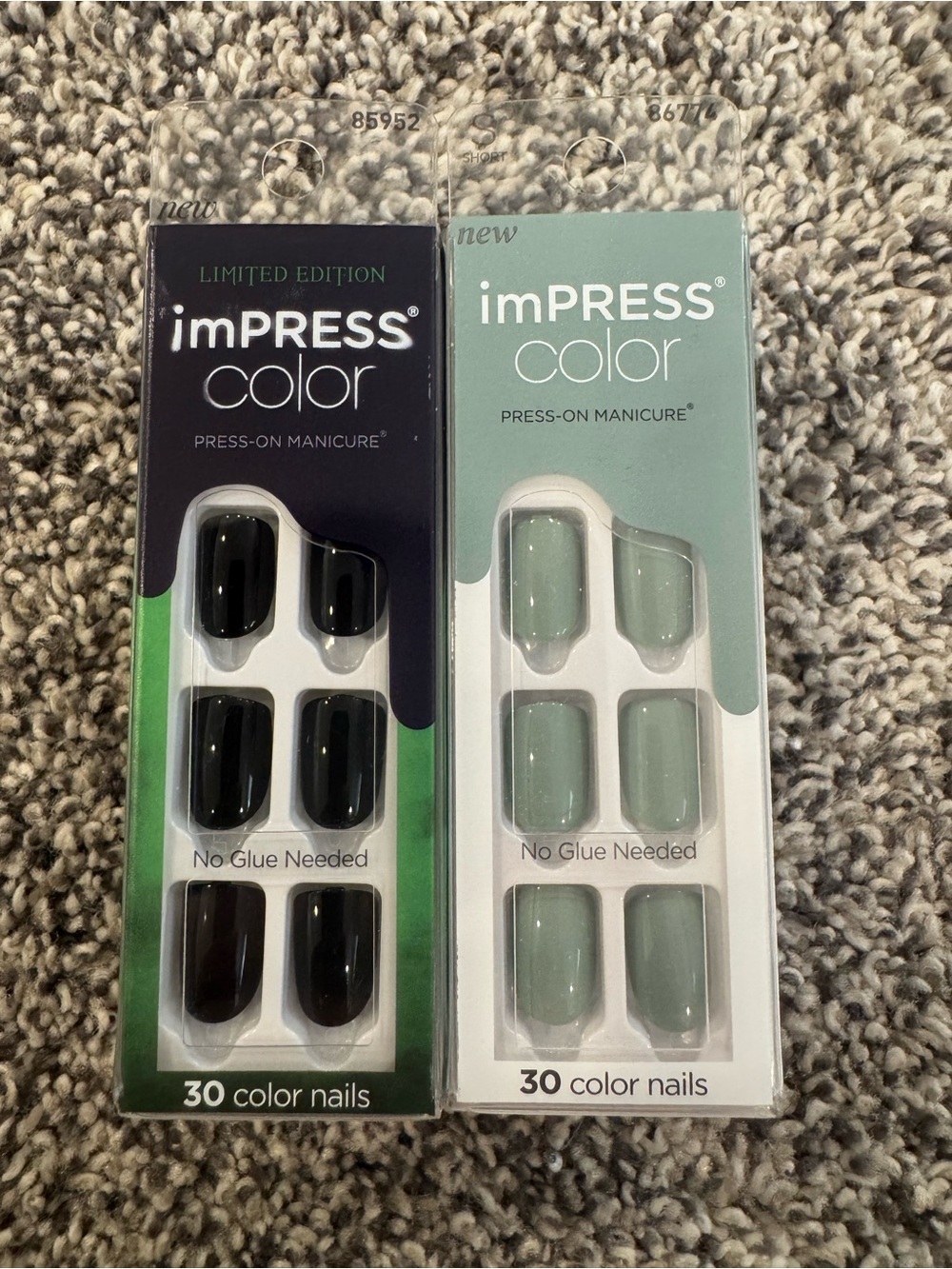 imPRESS Color Press-On Manicure Nails - Black & Mint Green bundle
